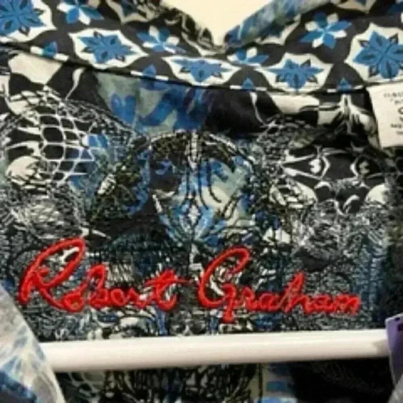 NEW Robert Graham Alloway Blue‎ Skull Print Classic Shirt Men’s Sz Small NWT - Picture 9 of 9